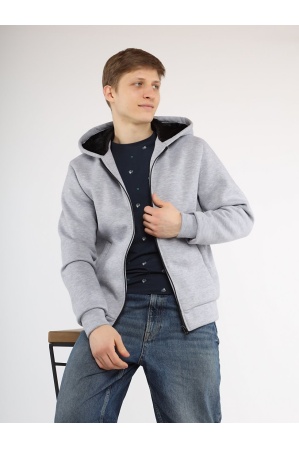 картинка М-34 Куртка - толстовка мужская на меховой подкладке (серый меланж) от магазина ООО «СПОРТЛИНК»