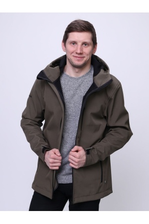 картинка М-32 Куртка - ветровка мужская "СОФТШЕЛЛ" (хаки/черный) от магазина ООО «СПОРТЛИНК»