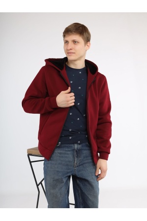 картинка М-34 Куртка - толстовка мужская на меховой подкладке (бордовый) от магазина ООО «СПОРТЛИНК»