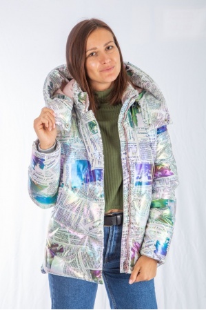 картинка М-48 Куртка женская утепленная (принт ГАЗЕТА) от магазина ООО «СПОРТЛИНК»