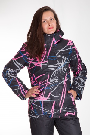 картинка Зимний женский костюм М-155 ПРИНТЫ (черный/розовый)  от магазина ООО «СПОРТЛИНК»
