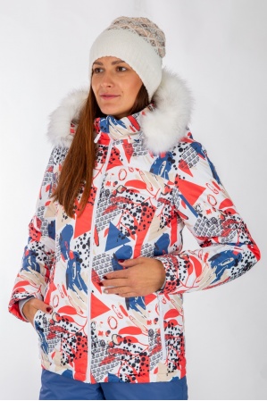 картинка Зимний женский костюм М-165 (белый/коралл/синий) от магазина ООО «СПОРТЛИНК»
