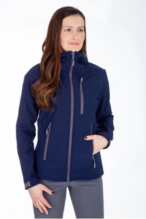картинка М-43 Куртка - ветровка женская "СОФТШЕЛЛ" (синий/серый) от магазина ООО «СПОРТЛИНК»