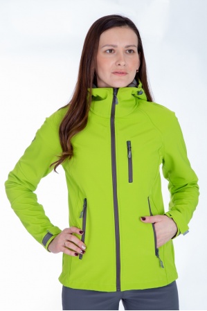 картинка М-43 Куртка - ветровка женская "СОФТШЕЛЛ" (лайм/серый) от магазина ООО «СПОРТЛИНК»