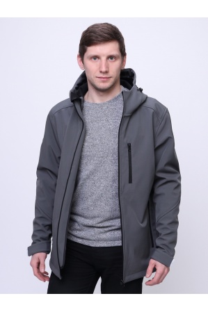 картинка М-32 Куртка - ветровка мужская "СОФТШЕЛЛ" (серый/черный) от магазина ООО «СПОРТЛИНК»
